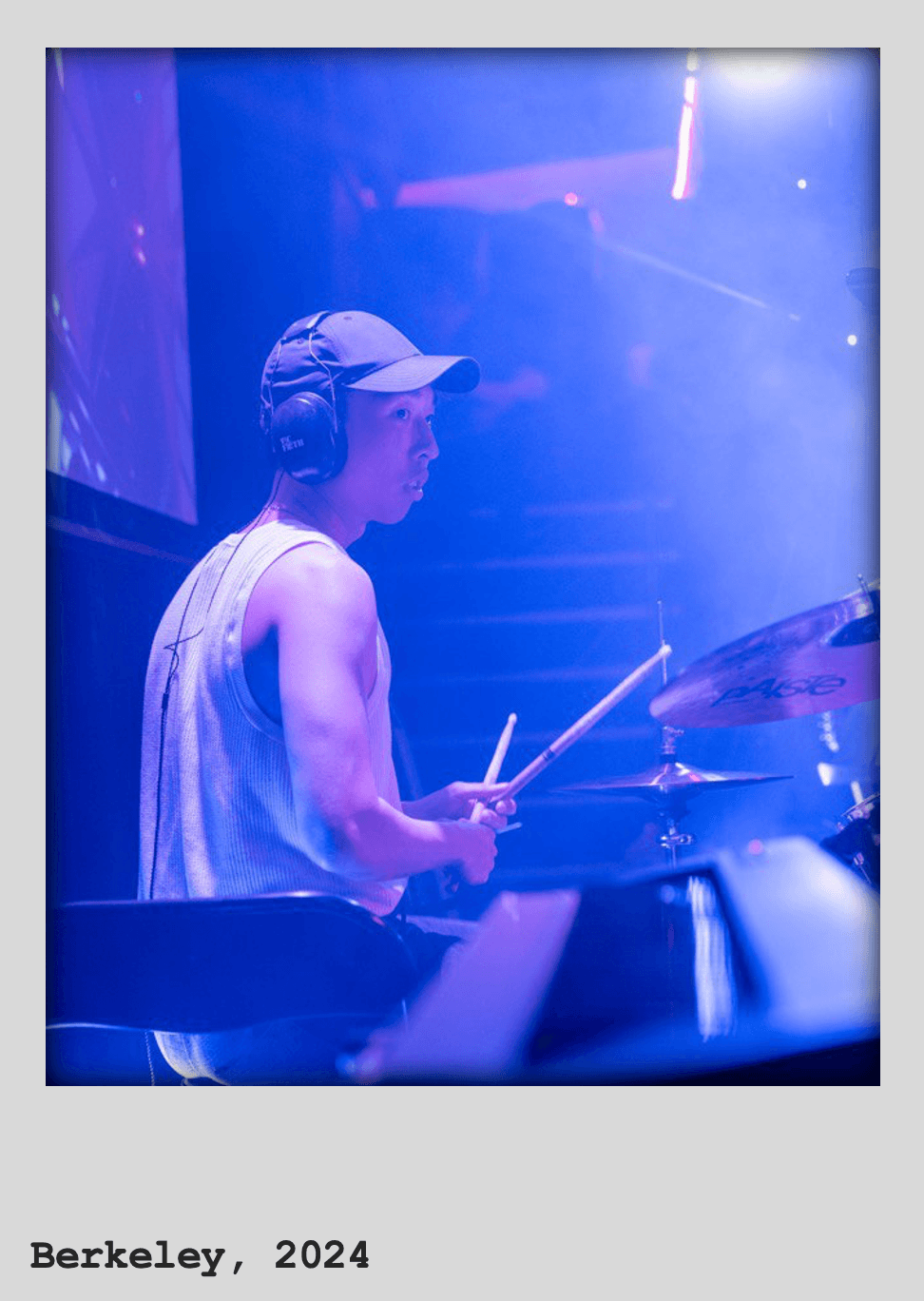 Zhe Kai performing on the drums in Berkeley